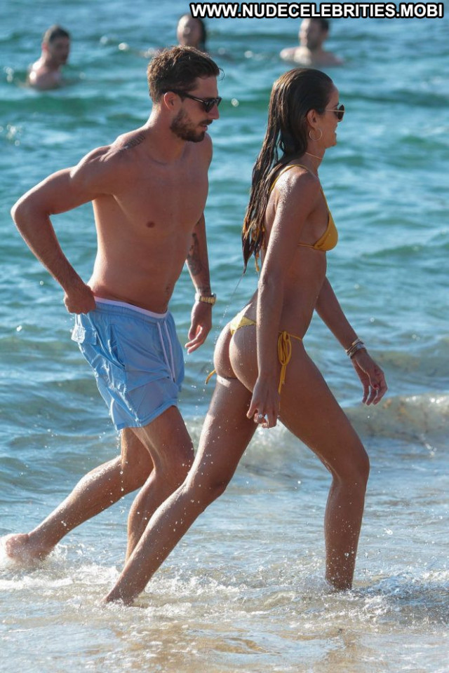 Izabel Goulart The Beach Posing Hot Bikini Babe Celebrity Beach